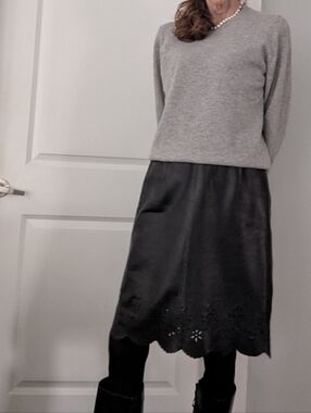 Black Leather A-line Skirt